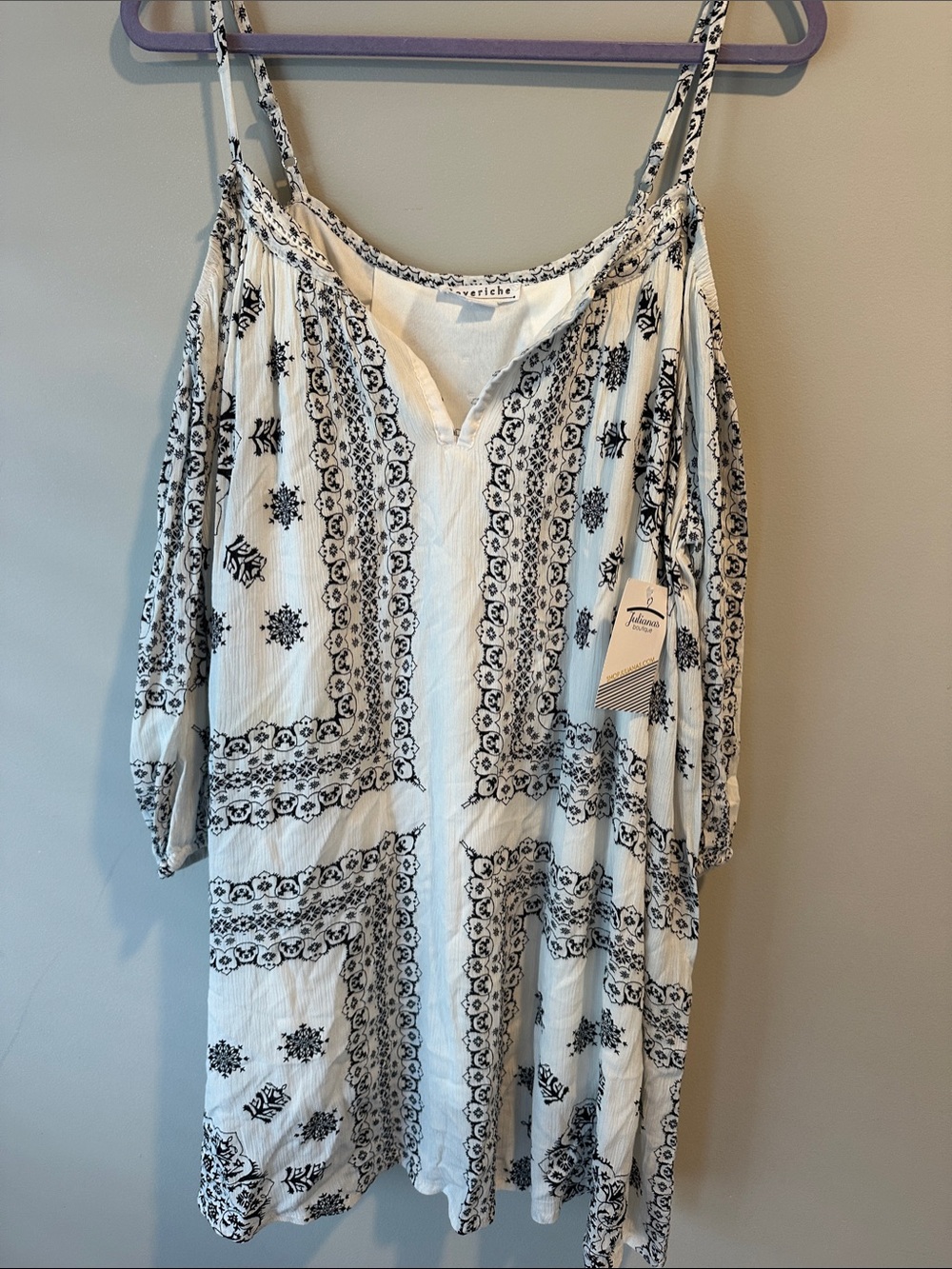 Love Riche White and Black Mini Dress with Spaghetti Straps